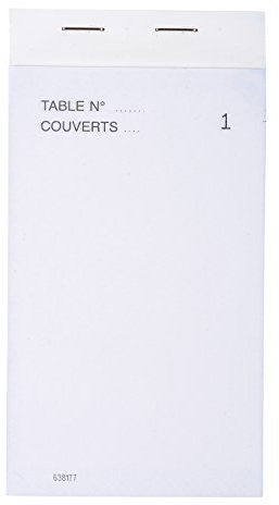 Exacompta - Réf. 96201E - Paquet de 10 blocs Maître d'Hôtel - Carnet de commande pour restaurants - 50 feuillets blancs autocopiants en 2 exemplaires numérotés - Format vertical 8 x 15 cm