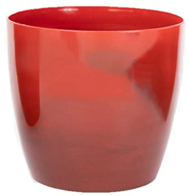 Home Garden Ornaments Plant Pots Indoor 16cm Diameter – Plastic Plant Pot with Red Marble Colour – Flower Pot with Glossy Surface – Durable Flower Pots Outside (16 cm, Red Marble)