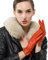 Nappaglo Damen Italienisches Lammfell Leder Handschuhe Touchscreen Winter Warm Langes Fleecefutter Handschuhe (L (Umfang der Handfl?che:19.0-20.3cm), Rot(Non-Touchscreen))