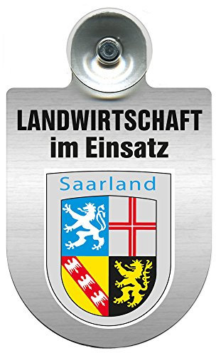 Einsatzschild für Windschutzscheibe incl. Saugnapf - Landwirtschaft im Einsatz - Wappen nach Wahl - 309460 Farbe Region Saarland