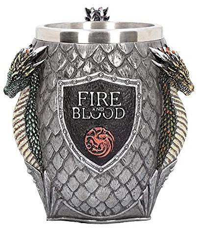 Nemesis Now B3704J7 House Targaryen Tankard Game of Thrones - Taza (20 cm, resina con inserto de acero inoxidable), color gris