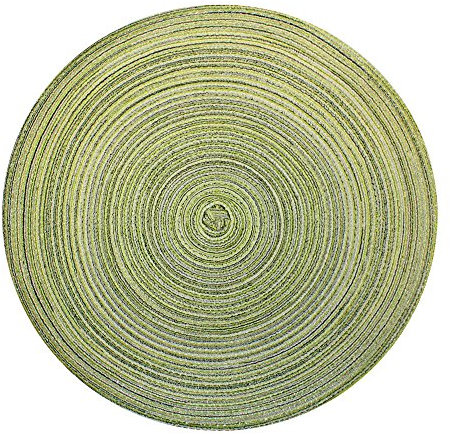 Haus und Deko Bast Platzset rund ca. 40 cm Ø Kunststoff Tischset Untersetzer waschbar Grün Limette meliert