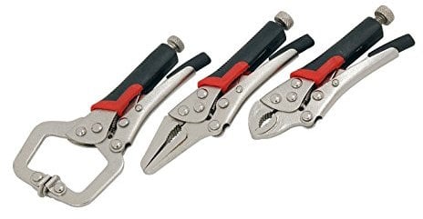 3Pc Mini Grip Mole Locking Pliers - Clamp Welding Car Garage Set | Easy Grip Handle, Quick-Release and Self-Locking Design for Easy Use, Ideal for Gripping, Clamping
