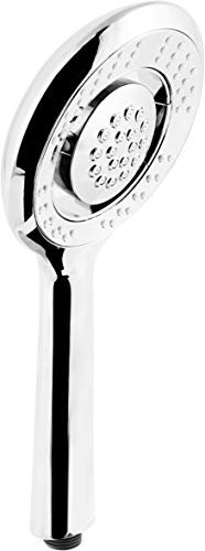 Cornat Handbrause Turi - 130 mm Kopfdurchmesser - verchromt - 3 Strahlarten: Normal-, Massage- & Sprühstrahl - Wasserstop & Anti-Kalk / Wasserspareinsatz / ECO-Brausekopf / Duschbrause / TECB3424