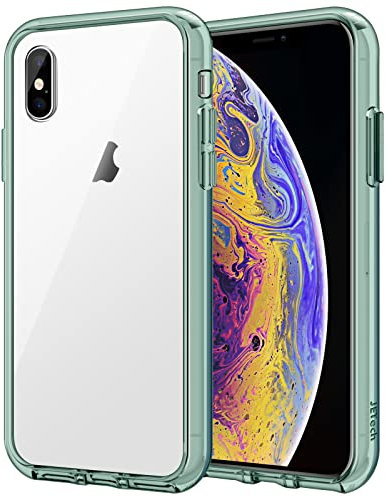JETech Case for iPhone Xs and iPhone X, Non-Yellowing Shockproof Phone Bumper Cover, Anti-Scratch Clear Back (Midnigth Green)