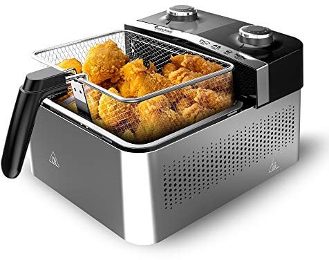 Heißluftfritteuse 1200W, innovatives Airflow-Blow-System - kein Umdrehen notwendig - Heissluft Fritteuse - Airfryer ohne Fett/Öl