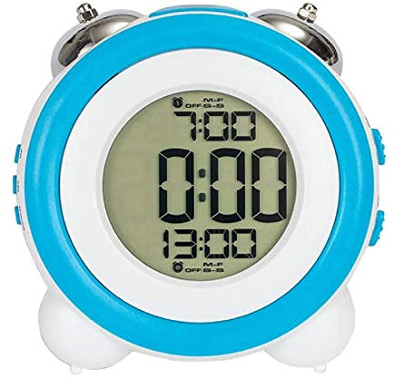 XLKJ Reloj Despertador Ruidoso, Despertador de Doble para Niños Oficina Hogar Dormitorio, Despertador Digital sin Tictac, Alarma de con Luz para dormitorio