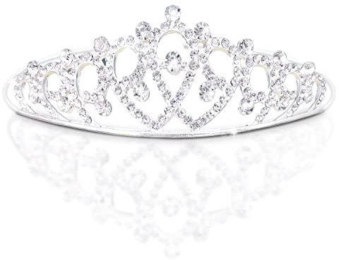Krone Tiara, Diadem Hochzeit Frauen Mädchen Strass Kopf Schmuck Kronprinzessin Stirnband Blumenmädchen Braut Brautjungfer Blume Kristall Herz Form Prinzessin Krone Stirnband Tiara kinder-A1