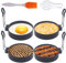 Upgrade 10,2 cm große Eierringe für Grillplatte, 4 Packungen antihaftbeschichteter Edelstahl-Eierkochring zum Braten von Ei, 10,2 cm, runder Eierkocher, Eierkreis, Pfannkuchenring, Silikon-Grill mit