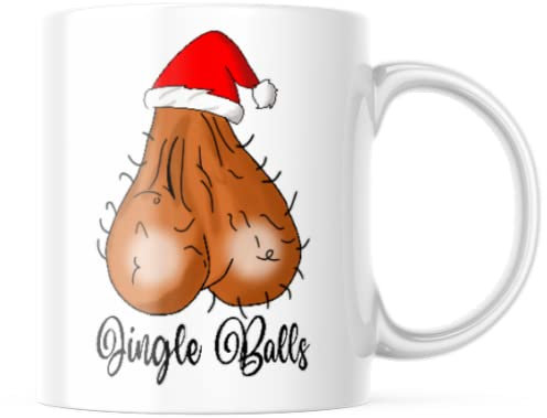 JMM Industries Jingle Balls Funny Coffee Mug Cute Love Gift Idea Heart Motivation Inspiration 11-ounce White Ceramic Novelty Tea Cup CMP00329