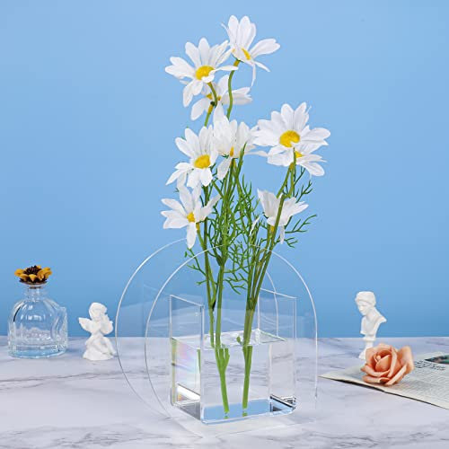 Elegante transparente Acryl-Blumenvase, modern, 16,3 cm, Mini-Blumenvase, einzigartige Vase, Dekoration für Hotel, Hochzeit, Zuhause, Büro