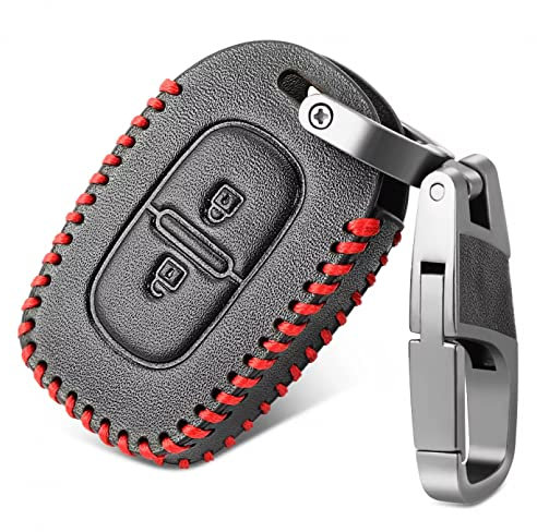 ALIANQ Étui de Protection de clé à Distance de Voiture en Cuir Coque Porte-clés Accessoires 2 Boutons pour Renault Megane Duster Dacia Scenic Master