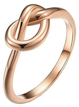 Epinki 2MM Anello per Acciaio, Anello Nodo Oro Rosa Anello Promessa di Matrimonio per Donna Uomo Misura 17
