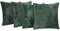 Brentfords Waffle Fleece Set of 4 x Cushion Covers 45 x 45 cm Plush Scatter Home Decor Pack, 18 x 18 - Forest Green