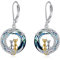 VONALA Mond Katze Ohrringe Hängend Sterling Silber, Keltisch Kristall Schmuck Geschenke für Damen und Mädchen (Blau-2 Katze)