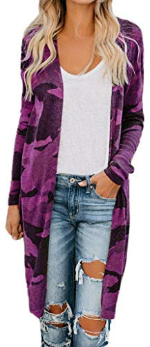 Cardigan da donna, leggero, grande, estivo, lungo, lungo, estivo, a maniche lunghe, elegante, giacca da donna, estiva, giacca da montagna, cardigan corto, viola., M