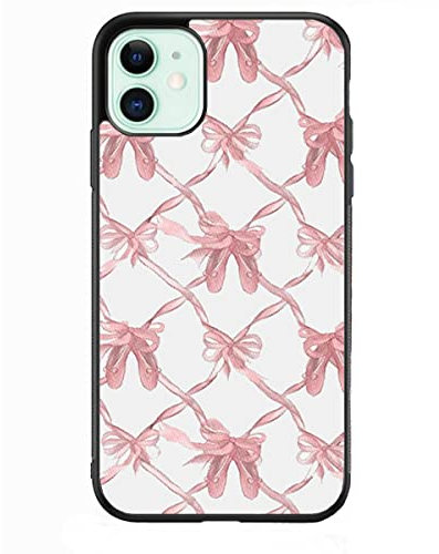 GUAYDOYIM Pink Bow Tie Pattern Case Compatible with iPhone 11, Custom Bow Protective Cases with Soft TPU Material for Women Girls (Lace)