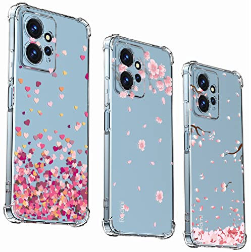 KJYLPO 3 Stück Hülle für Xiaomi Redmi Note 12 4G, Dünne Weiche TPU Silikon Transparent Stoßfest Schutzhülle Durchsichtige Handyhülle Kratzfest Case, Rosa