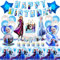Eiskönigin Geburtstagsdeko,72 Stück Partygeschirr Kindergeburtstag Set,Enthält Gefrorene Luftballons,Teller,Serviette,Tischdecke,Banner,Cupcake Topper,Elsa Geburtstagsparty Deko,Frozen Geburtstagsdeko