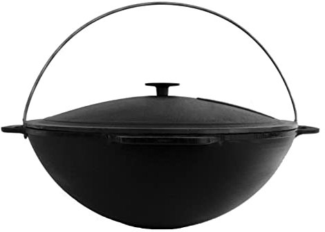Kazan 8 l - Pot pivotant - Fonte - Kasan - Couvercle en fonte - Barbecue - Pot de camping - Chaudière - Casserole