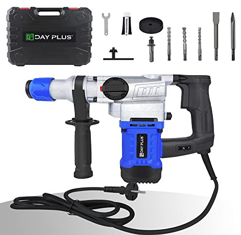 1500W Hammer Drill Impact Electic Corded Drill with 360° Rotating Handle, 800RPM Rotation Speed Rotary Hammer Drill Drill Bit Accessory Kit for Wood Metal Concrete, Carrying Case