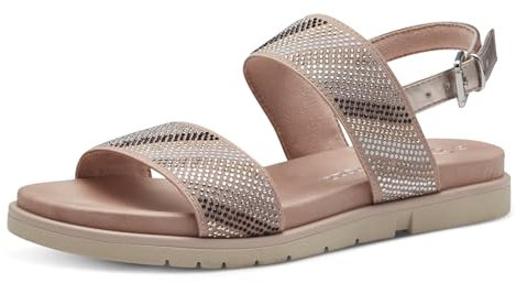 MARCO TOZZI Damen Sandalen flach Glitzer Vegan, Mehrfarbig (Rose Met Comb), 38 EU