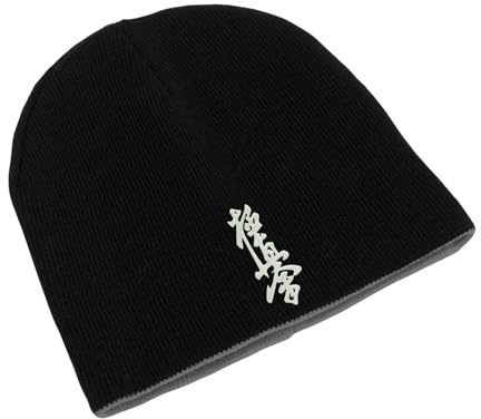 Kyokushin Karate Kanji Martial Unisex Bestickte Doppelschicht Beanie Wintermütze Kunst, Schwarz , One size