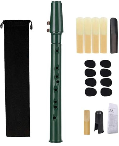 Perfeclan Mini-Taschensaxophon, Holzblasinstrument mit Mundstück, Rohrblättern, Tragetasche für Instrumentenspieler, Kinder, Anfänger, Amateure, Grün