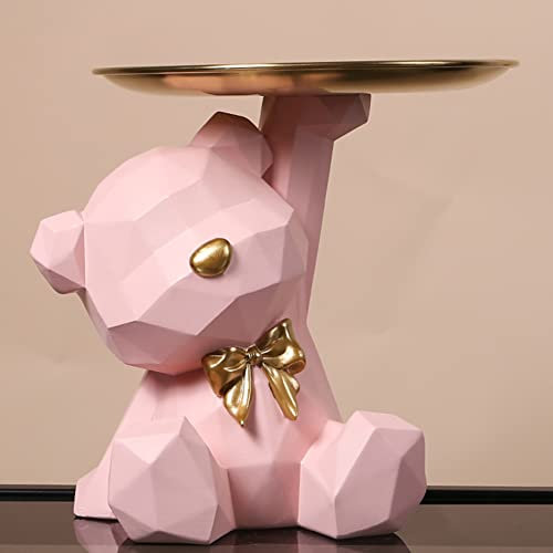 Umikk Bär Schreibtisch Aufbewahrungstablett aus Kunstharz, Bären Deko Harz Tier Skulptur Deko, Bär Statue mit tablett lagerung, Tier Handwerk Harz skulptur, Geschenk für Wohnzimmer