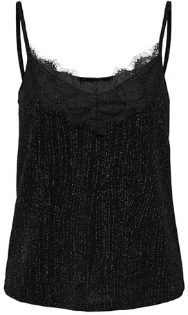 ONLY Damen Onlnew Carol S/L Glitter Mix BOXJRS Top, Black/Detail:Zigga Black, Medium