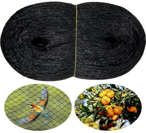 MAILEKT Red de Protección para Pájaros y Frutas - Malla Estrecha para Jardín, Plantas, Árboles Frutales, Fresas y Cerezos (Negro, 6 m x 10)