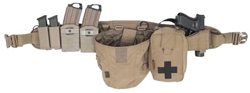 Warrior PLB Belt MK1 Set (Pistol-Holster, 2X Utility Pouches, 4X Polymer MAG Pouches) (Coyote)