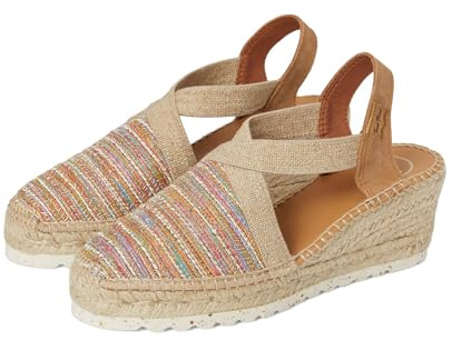 Toni Pons Damen Keilsandaletten TERRA Bunt Beige Textil, Größe:38, Farbauswahl:multicolor