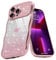Teageo Wellen Rahmenform Handyhülle für iPhone 13 Pro Max, Mädchen Stilvoll Curly Wellen Form Schutzhülle Galvanisierte Glitzer TPU Kameraschutz Kratzfest Hülle für iPhone 13 Pro Max, Rotgold