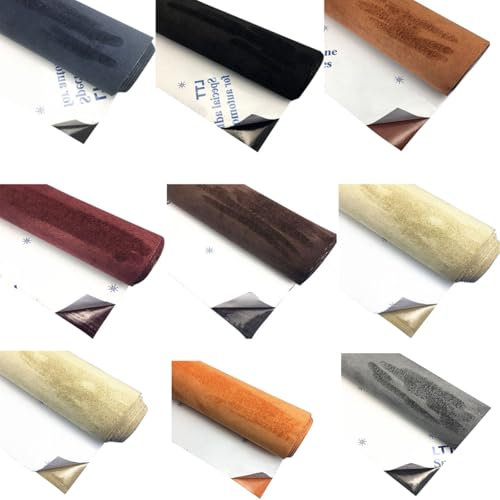 ACESOEM Faux Suede Self-Adhesive Stretch Leather Fabric - Soft Leatherette for Upholstery, Furnishings, Cushions, Curtains, Car Reupholstery (Black, 7.87 x 11.81)