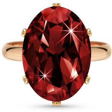 Linawe Rot Granat Ringe Frauen, Rosegold Schmuck Ring Verstellbar, Grosse Groessen Moissanite Diamant Fingerring Damen, Statement Damenringe Jewelry, Modeschmuck Jewellery