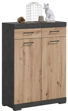 möbelando Kommode >Bristol 100< in Matera-Artisan Eiche - 80x109,1x34,9cm (BxHxT)