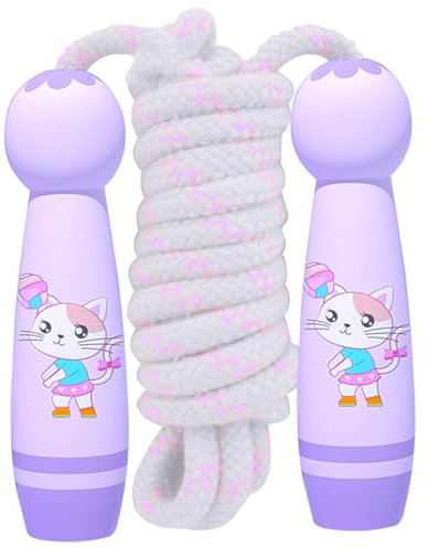 lomdung Corda per Saltare, Corda Saltare Tradizionale Regolabile in Cotone, Corda per Saltare Bambini con Manico in Legno Naturale, per Fitness, Perdita di Peso, Boxe（2.6 M）