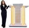 DGLEYUIK Klarer Acryl-Podium-Kanzelständer mit Rädern und LED-Leuchten, Roll-Rednerpult für die Redeplattform von Kirchenhochzeitenkonzerten