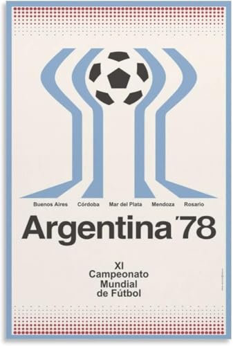Orjdjz Wxkbl football argentine 1978 coupe du monde affiche et impressions football argentine 1978 coupe du monde toile art mural peinture rétro pour la décoration intérieure 50x75cm sans cadre