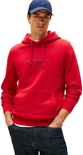 Tommy Hilfiger Men’s Oval Graphic Hoodie with Logo, Red (Medium Red), M
