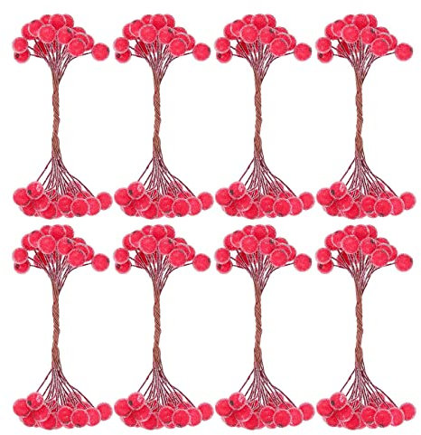 Jrifedptry 320 bayas artificiales de acebo rojas esmeriladas para decoración de árbol de Navidad, guirnalda