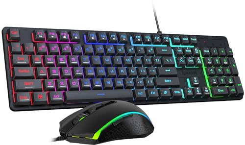 Redragon Updated S107 Gaming Keyboard and Mouse, RGB Gaming Keyboard and 10000 DPI Mouse Combo with 25-Key Anti-Ghosting, 1K Hz Programmable Mice with Software, Plug & Play to PC, Laptop [Upgrade]