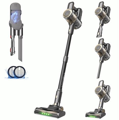 UNINELL HOME UV1 Akku Staubsauger 45000Pa/450W/60Min,Staubsauger Kabellos mit LED Touchscreen, Anti-Verhedderung-Bürste akkustaubsauger für Teppich,Hartboden und Tierhaare,Schwarzes Gold