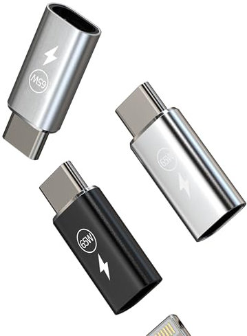 65 W Adattatore Lightning Femmina a USB C Maschio Veloce Caricabatterie (3 Pack)Tipo C Connettore per iPhone 16 15 Pro Max per Apple Compatibile con Samsung per iPad Lighting Cavo Jack Convertitore