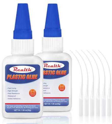 Colla Plastica | 60g Adesivo Per Incollare Plastici | Immediato Asciugatura Resistente al Calore | Per i Modelli Acrilico PVC Micro Stampa 3D | Con Coperchio Anti-Blocco (PG302)
