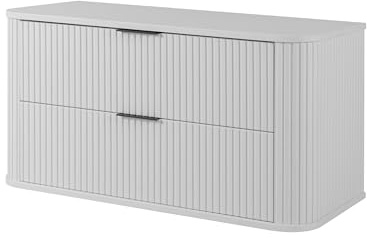 3xE Living Badezimmerschrank Weiß + schwarzer Griff, 41,5 x 100 x 51,7 cm
