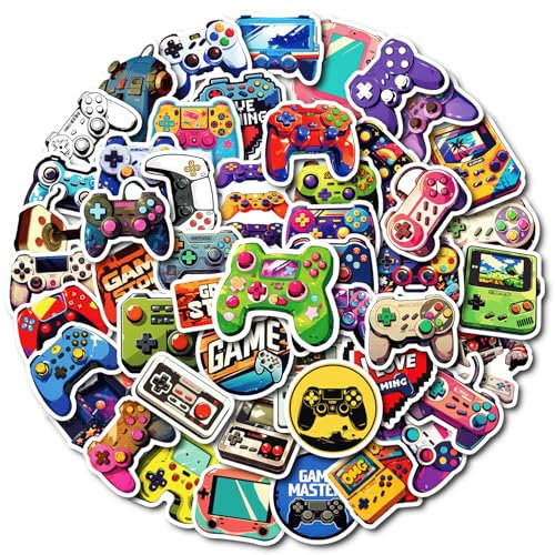 50 Pcs Gamepad Stickers, Personalized Gaming Stickers for Kids Teens, Waterproof Vinyl Decals for Water Bottle Laptop Skateboard Scrapbook Luggage