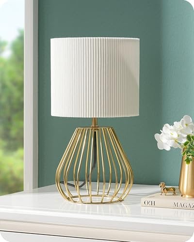 EDISHINE Lampada da Comodino Vintage, Paralume Boho Intrecciato a Mano e Base a Gabbia in Ferro, Lampadina LED E14 Inclusa, Luce a 2700K Bianco Caldo, Lampada da Tavolo per Camera, Salotto, Ufficio