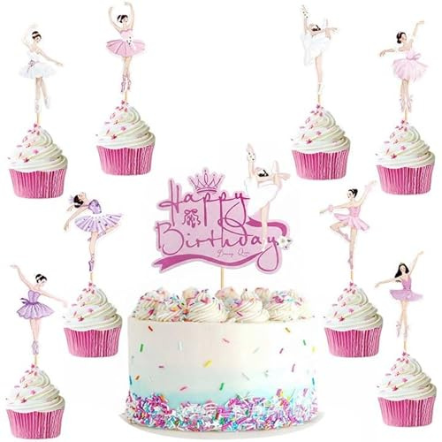 Disnace Ballerina Tortendeko Set, 24 Stück Ballettmädchen Tortendekoration, Prinzessin Tortendeko Ballett Mädchen Design, Ballerina Geburtstag Deko für Geburtstag, Hochzeit, Weihnachts-Party